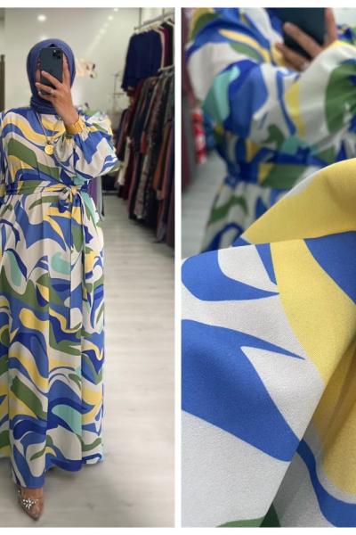 Ada Tesettür Elbise  Mavi