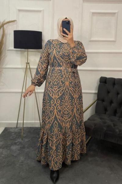 Afitab Tesettür  Elbise Krem