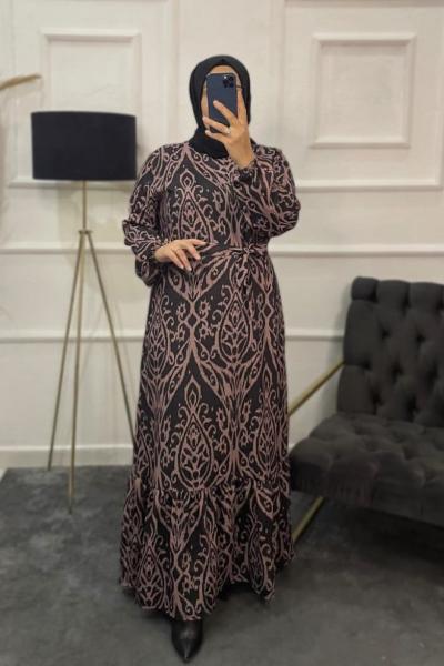 Afitab Tesettür Elbise Koyu Mor