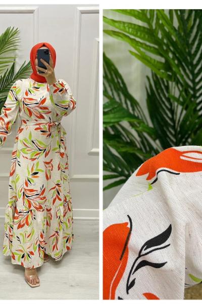 Ahenk Tesettür Elbise  Turuncu