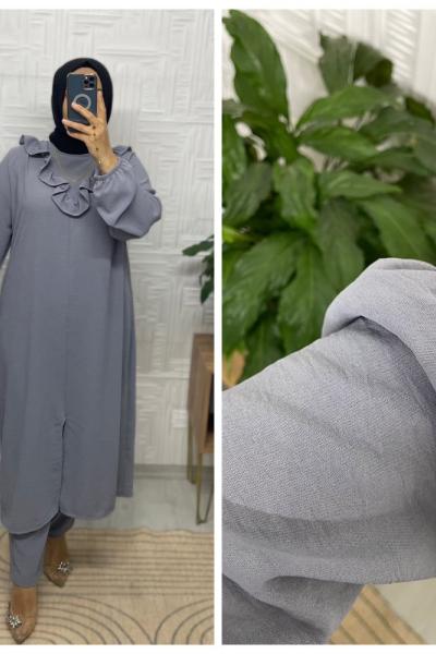 Alesya Tesettür Takım Gri