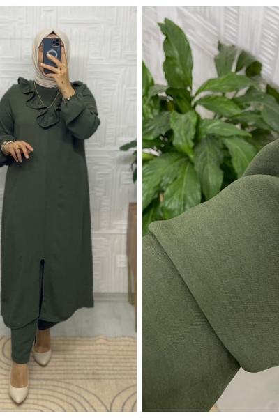 Alesya Tesettür Takım  Koyu Yeşil