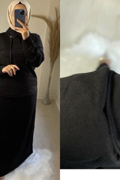 Alya Tesettür Etekli Takım  Siyah