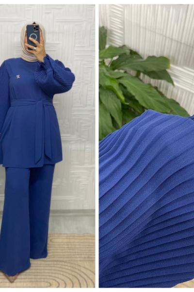 Asude Tesettür Tunik Takım Mavi