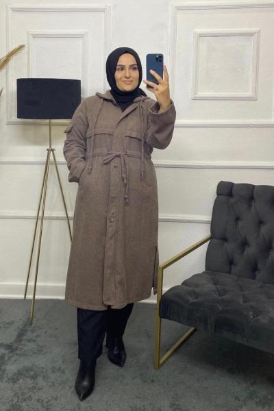 Asya Tesettür Kışlık Trenç Vizon