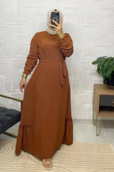 Aylin Tesettür Elbise  Sütlü Kahve