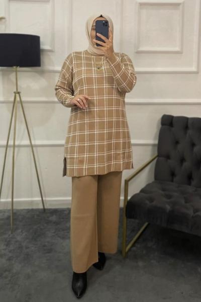 Balın Triko Tesettür Takım Hardal Sarısı