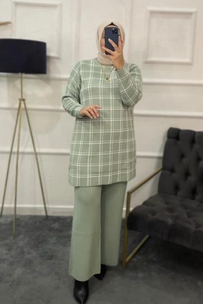 Balın Triko Tesettür Takım Su Yeşili