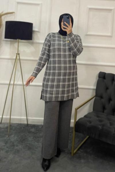 Balın Triko Tesettür Takım Gri