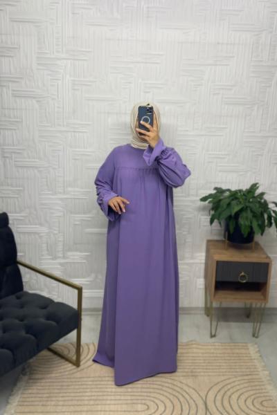 Bükre Tesettür Elbise  Lila
