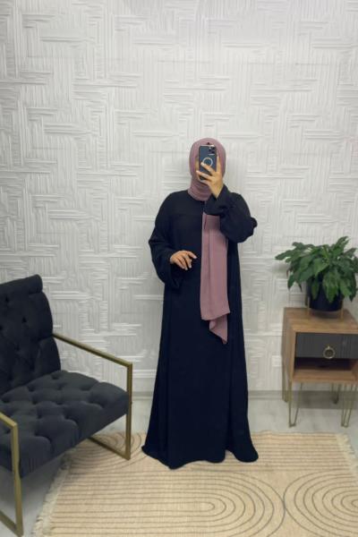 Bükre Tesettür Elbise  Siyah