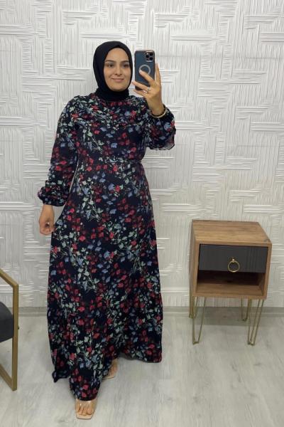 Çalıkuşu Tesettür Elbise  Siyah