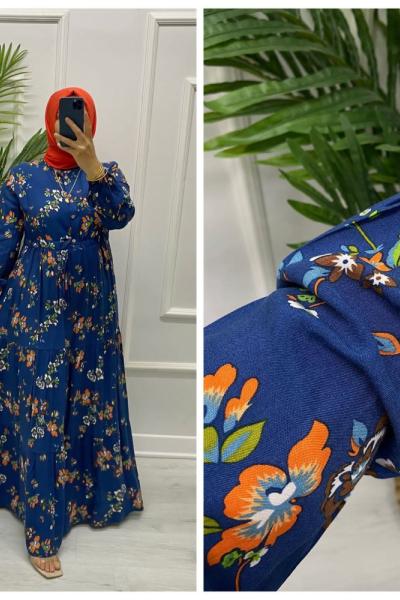 Ceyda Tesettür Elbise  Mavi