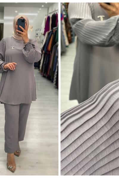 Ceylan Tesettür Takım Gri