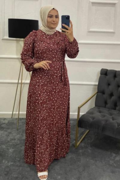 Çiçekli Fistan Kırmızı