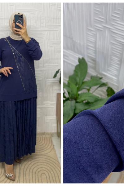 Clemence Marka Etekli Tesettür Takım Lacivert