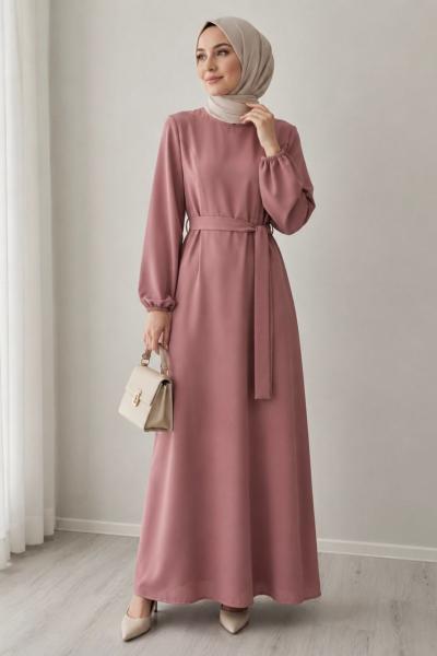 DABIL KREP ELBİSE Pembe
