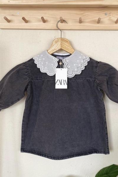 Dantel Yaka Kot Elbise Siyah