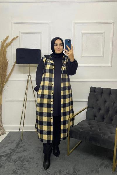 Defne Tesettür Kışlık Gömlek Sarı