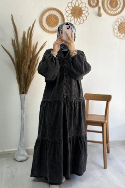 Denim Elbise Antrasit