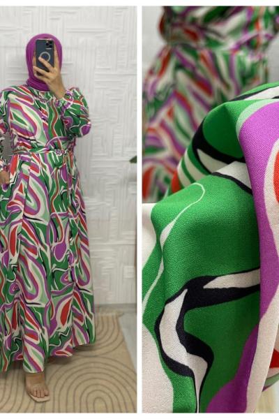 Deniz Tesettür Elbise  Yeşil