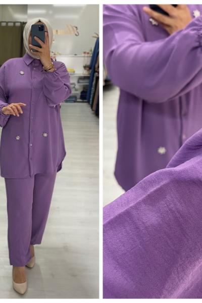 Dila Tesettür Takım Lila