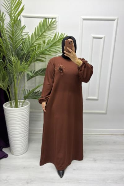Dora Tesettür Elbise Taba