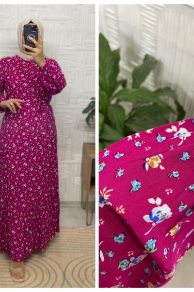 Ece Tesettür Elbise  Fuşya