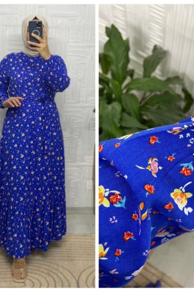 Ece Tesettür Elbise  Mavi