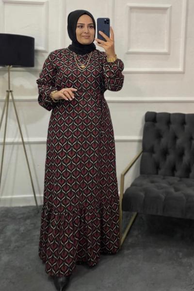 Efsun Tesettür Elbise Kırmızı