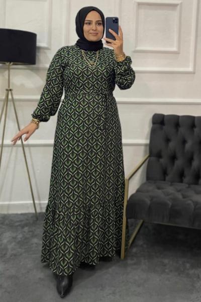 Efsun Tesettür Elbise Yeşil