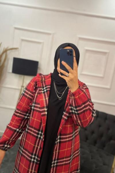 Efsun Oduncu Tesettür Gömlek Kırmızı