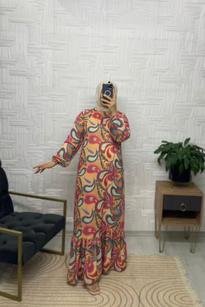 Festival Tesettür Elbise Pembe