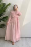 Fırfır detaylı yazlık elbise Pembe