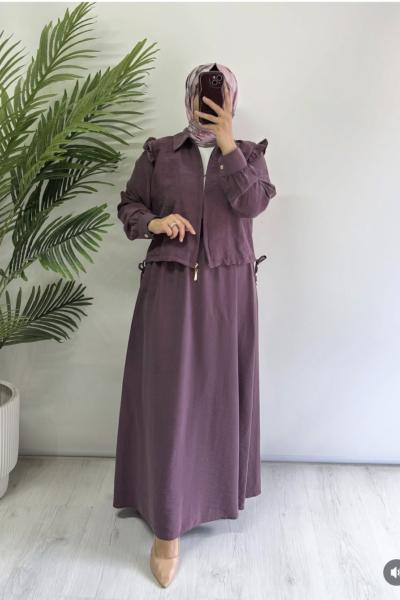 Fırfır Detaylı Takım Bordo