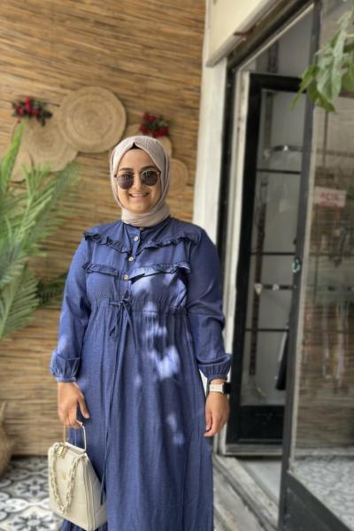 Fırfırlı Elbise Lacivert