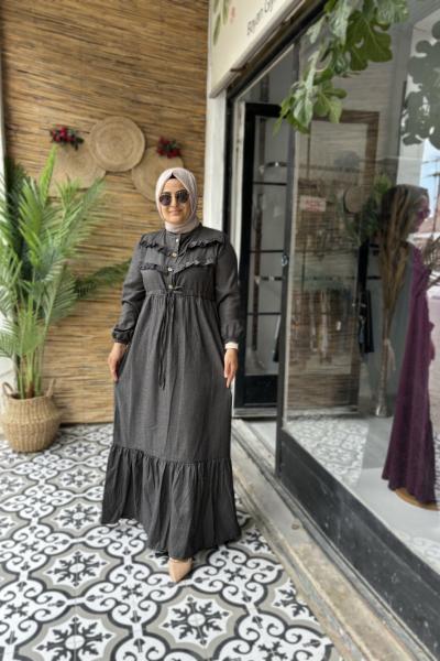 Fırfırlı Elbise Antrasit