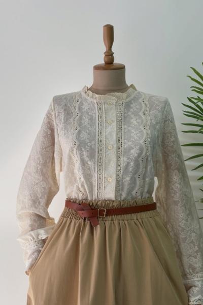 Fistolu Gömlek Krem