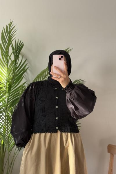 Fistolu Hırka Siyah
