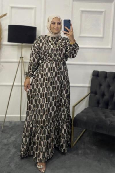 Güz Tesettür Elbise Yeşil