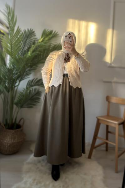 Hanimeli Tensel Gabardin Etek Koyu Yeşil