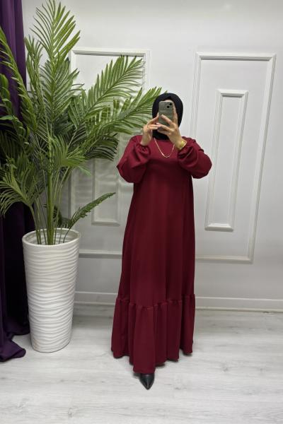 Hera Tesettür Elbise Bordo