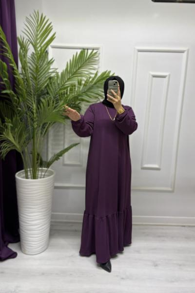 Hera Tesettür Elbise Koyu Mor