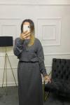 Hülya Tesettür Etekli Takım Gri