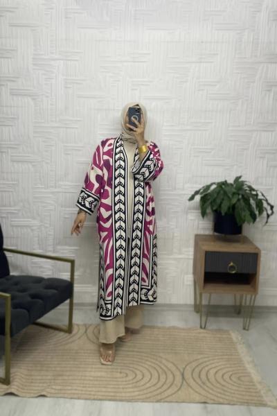 İkol Tesettür Kimono Açık Pembe