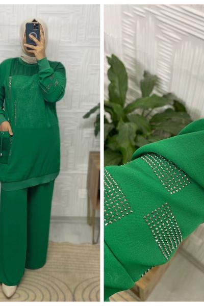 Işıl Tesettür Tunik Takım Yeşil