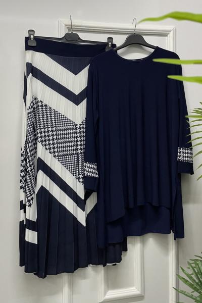 Kazayağı Desen Takım Lacivert