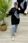 Kot Detaylı Sweat Siyah