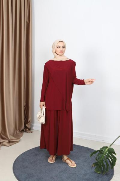 Kruvaze Model Sandy Takım Bordo
