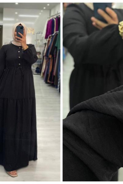 Lale Tesettür Elbise  Siyah